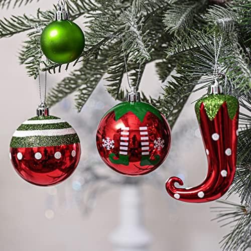 ואלרי מדלין מענג אלף אדום ירוק לבן קישודים לחג המולד | קישוטים לכדור 70CT + חצאית עץ חג המולד בגודל 48 אינץ